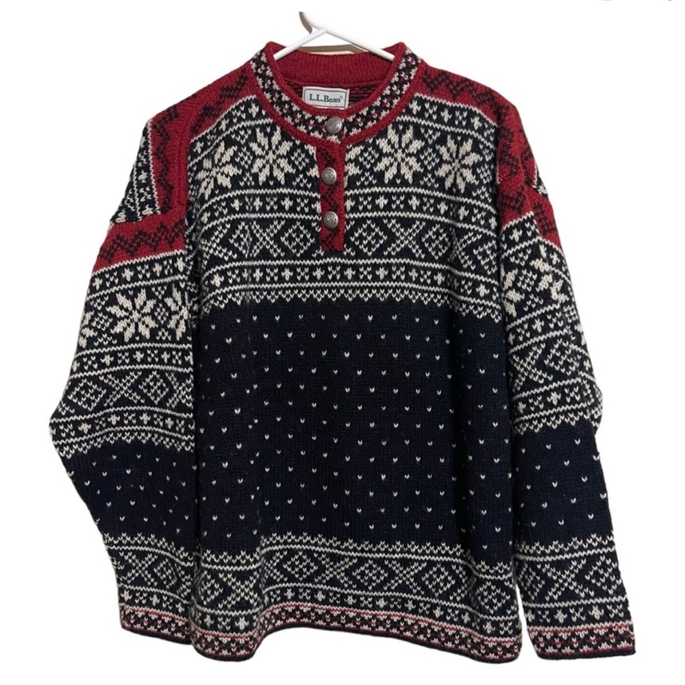 L.L.Bean Vintage Womens Black Sweater Fair Isle
Icelandic Ski Apres Nordic Knit